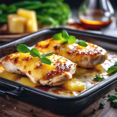 Курочка с ананасом под сыром Аморе Пицца Тюмень